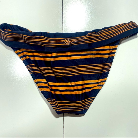 Vix Paula Hermanny Isabela Bia Gold & Blue Striped Bikini Brief Bottoms NWT XL - Picture 5 of 16